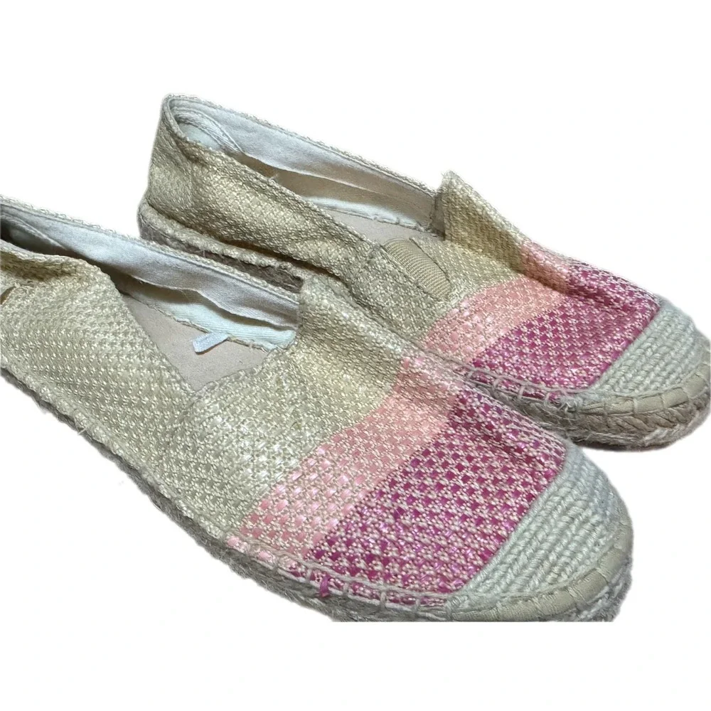 Joules Espadrille Flats Womens Beige Pink‎ Excellent Woven Slip On Shoes